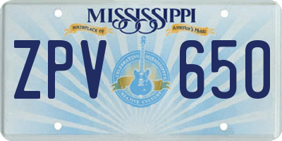 MS license plate ZPV650