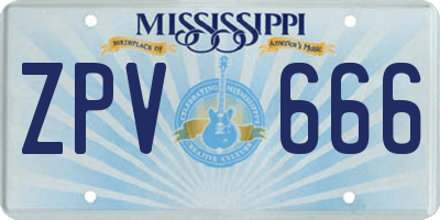MS license plate ZPV666