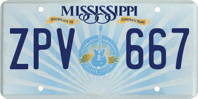 MS license plate ZPV667