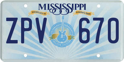 MS license plate ZPV670
