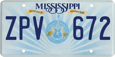 MS license plate ZPV672