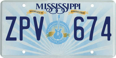 MS license plate ZPV674