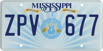 MS license plate ZPV677