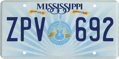 MS license plate ZPV692