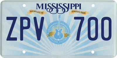 MS license plate ZPV700