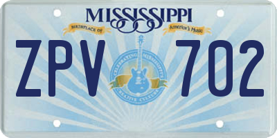 MS license plate ZPV702