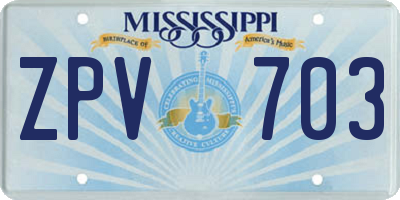 MS license plate ZPV703