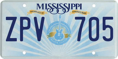 MS license plate ZPV705