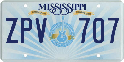MS license plate ZPV707