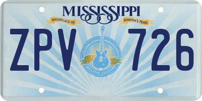 MS license plate ZPV726