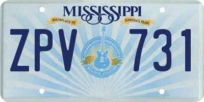 MS license plate ZPV731