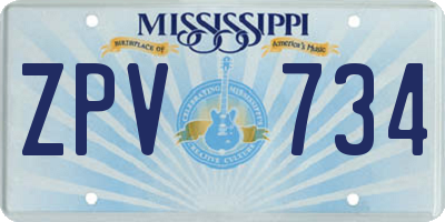 MS license plate ZPV734