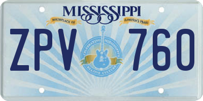 MS license plate ZPV760