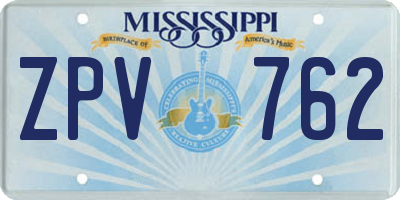 MS license plate ZPV762