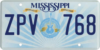 MS license plate ZPV768