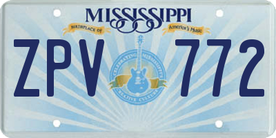 MS license plate ZPV772
