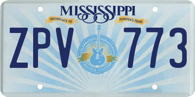 MS license plate ZPV773