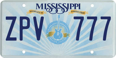 MS license plate ZPV777