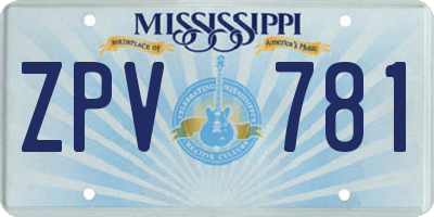MS license plate ZPV781