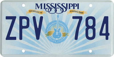 MS license plate ZPV784