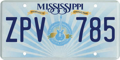MS license plate ZPV785
