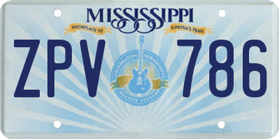 MS license plate ZPV786