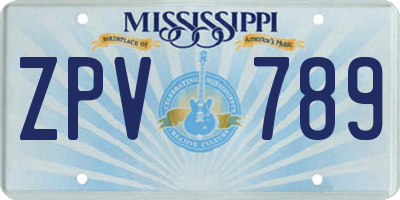 MS license plate ZPV789