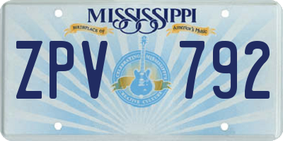 MS license plate ZPV792