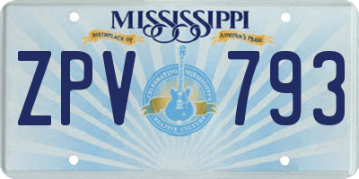 MS license plate ZPV793