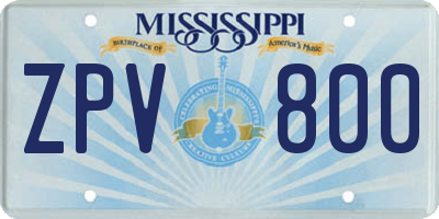 MS license plate ZPV800