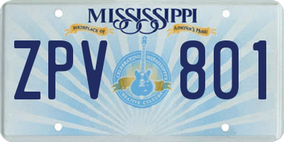 MS license plate ZPV801