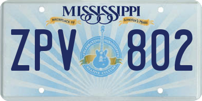 MS license plate ZPV802