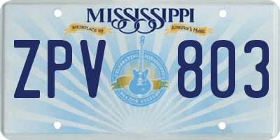 MS license plate ZPV803