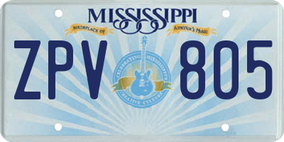 MS license plate ZPV805