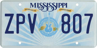 MS license plate ZPV807