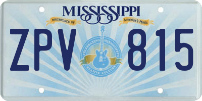 MS license plate ZPV815
