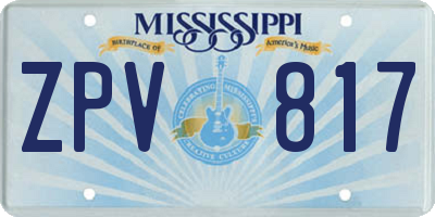 MS license plate ZPV817