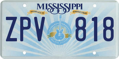 MS license plate ZPV818