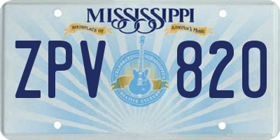 MS license plate ZPV820