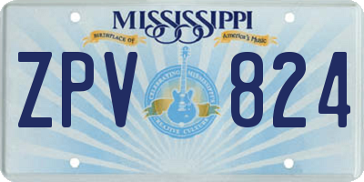 MS license plate ZPV824