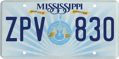 MS license plate ZPV830