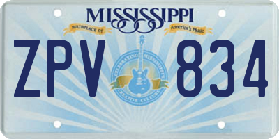 MS license plate ZPV834