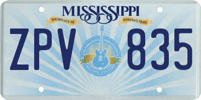 MS license plate ZPV835