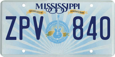 MS license plate ZPV840