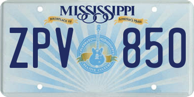 MS license plate ZPV850