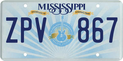 MS license plate ZPV867