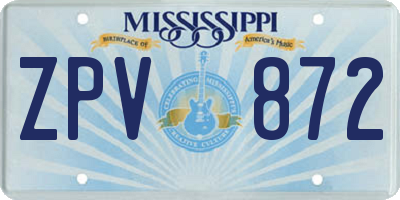 MS license plate ZPV872