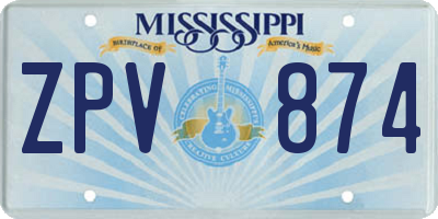 MS license plate ZPV874