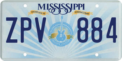 MS license plate ZPV884
