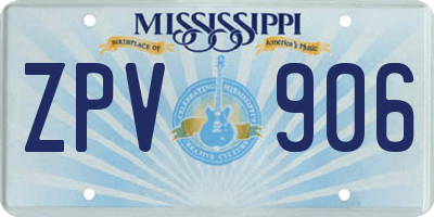 MS license plate ZPV906